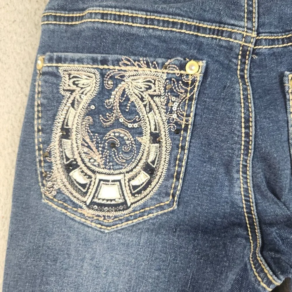 Hydraulic Jeans Womens/Jrs 7 Slim Boot Horseshoe Pocket Mid Rise Stretch Western